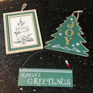 3 pc Holiday Wall Decor Set - wood & metal